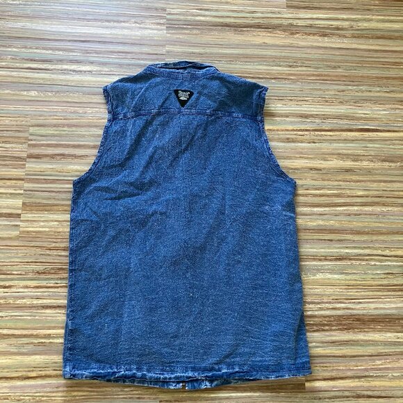 Honey-Komb Cotton Lightweight Vest Vintage Ezze Wear 90s Made in Canada Blue - Picture 5 of 5